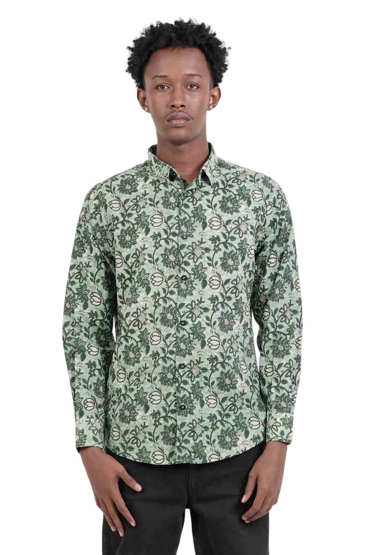 Men's Casual Shirt (Green Printed)
